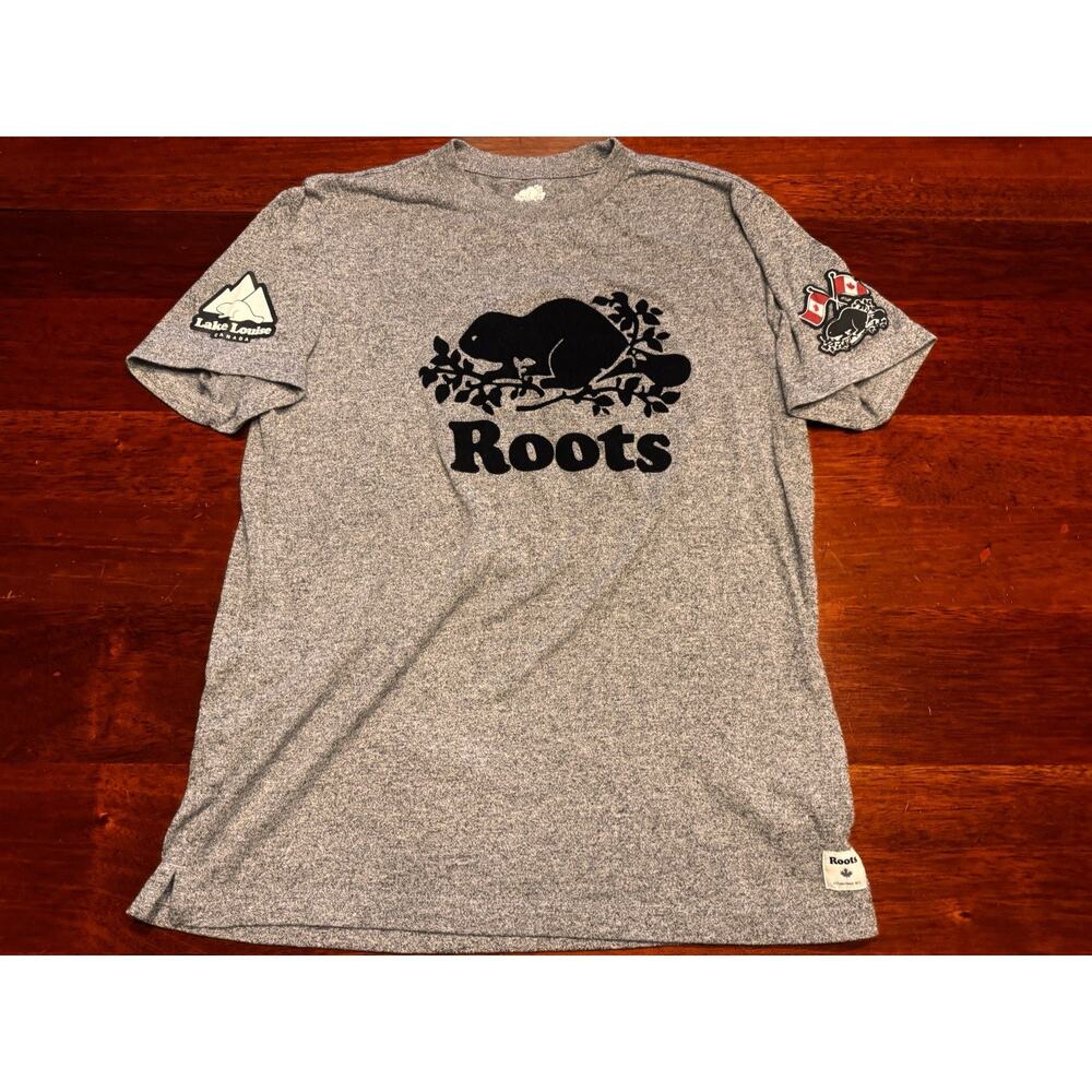 Medium Roots Of Canada T Shirt Logo Gray Lake Lanier